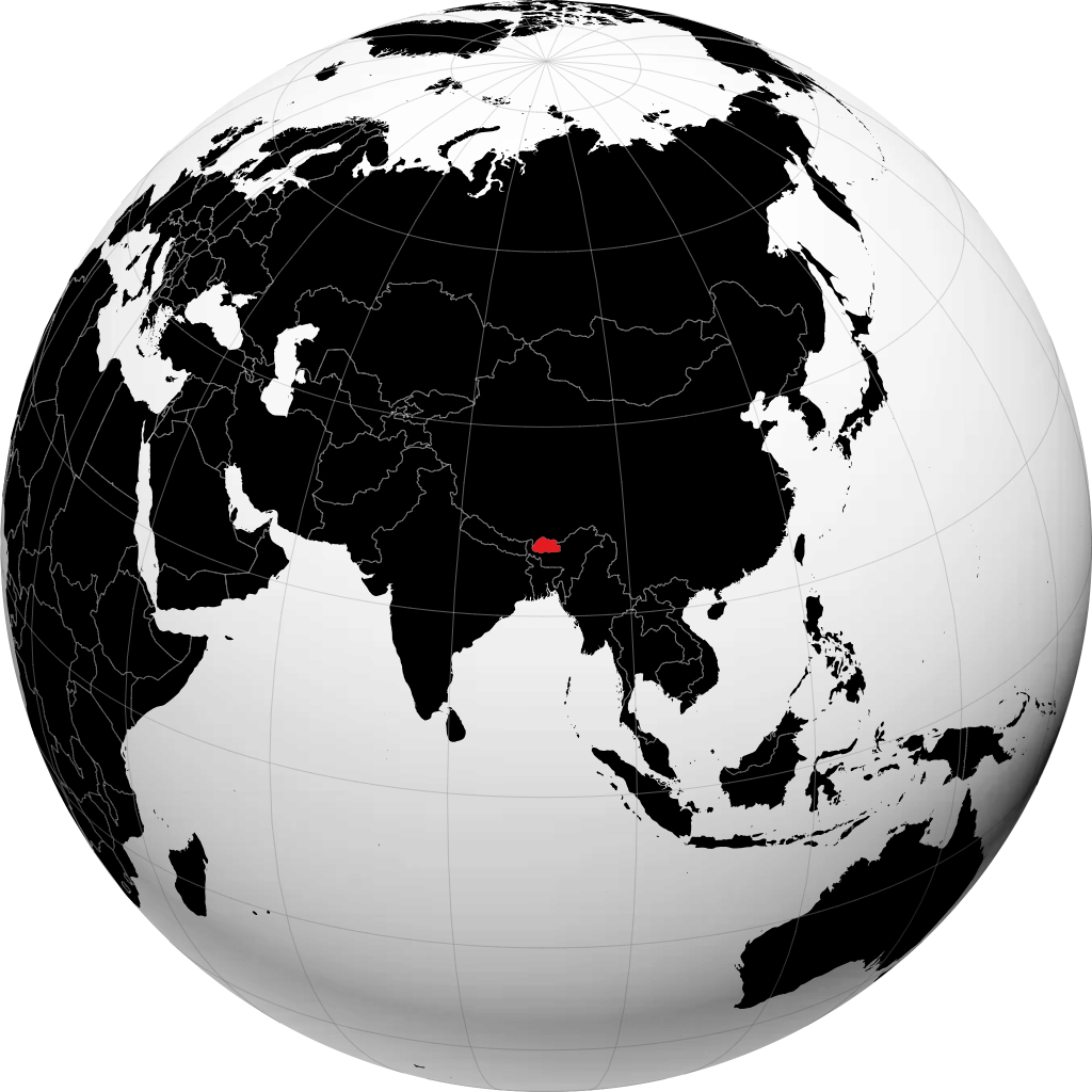 Bhutan på globen