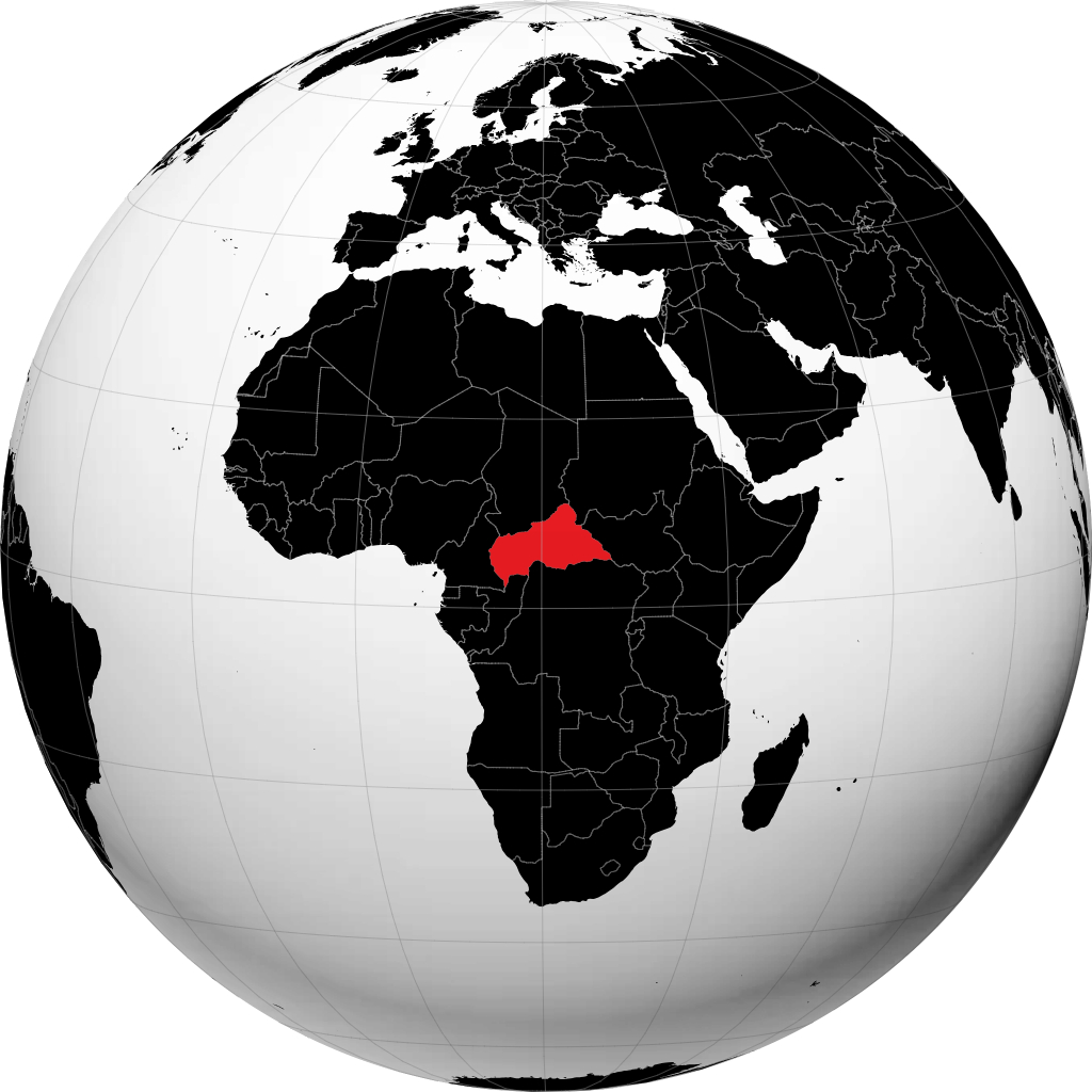 Centralafrikanska republiken på globen
