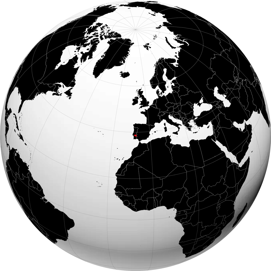 Évora distrikt på globen